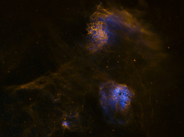 The Tadpole Spider and Fly Nebulae SHO No Stars